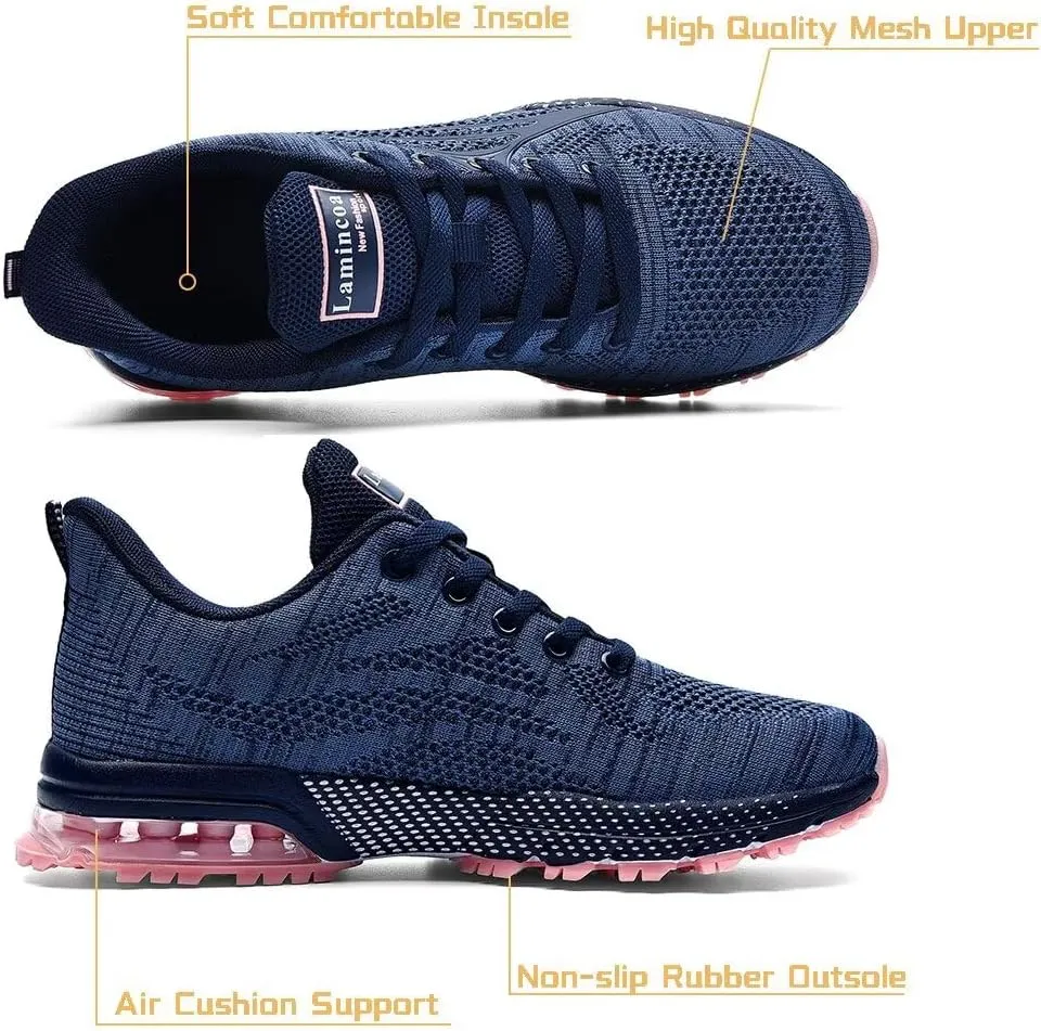 Womens Air Running Shoes Non Slip Tennis Walking Shoes Women Mesh Cushion Sneakers for Gym Workout Sports