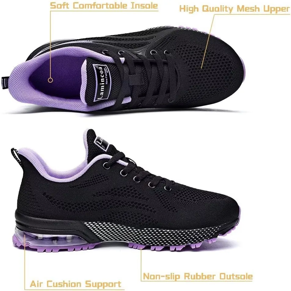 Womens Air Running Shoes Non Slip Tennis Walking Shoes Women Mesh Cushion Sneakers for Gym Workout Sports