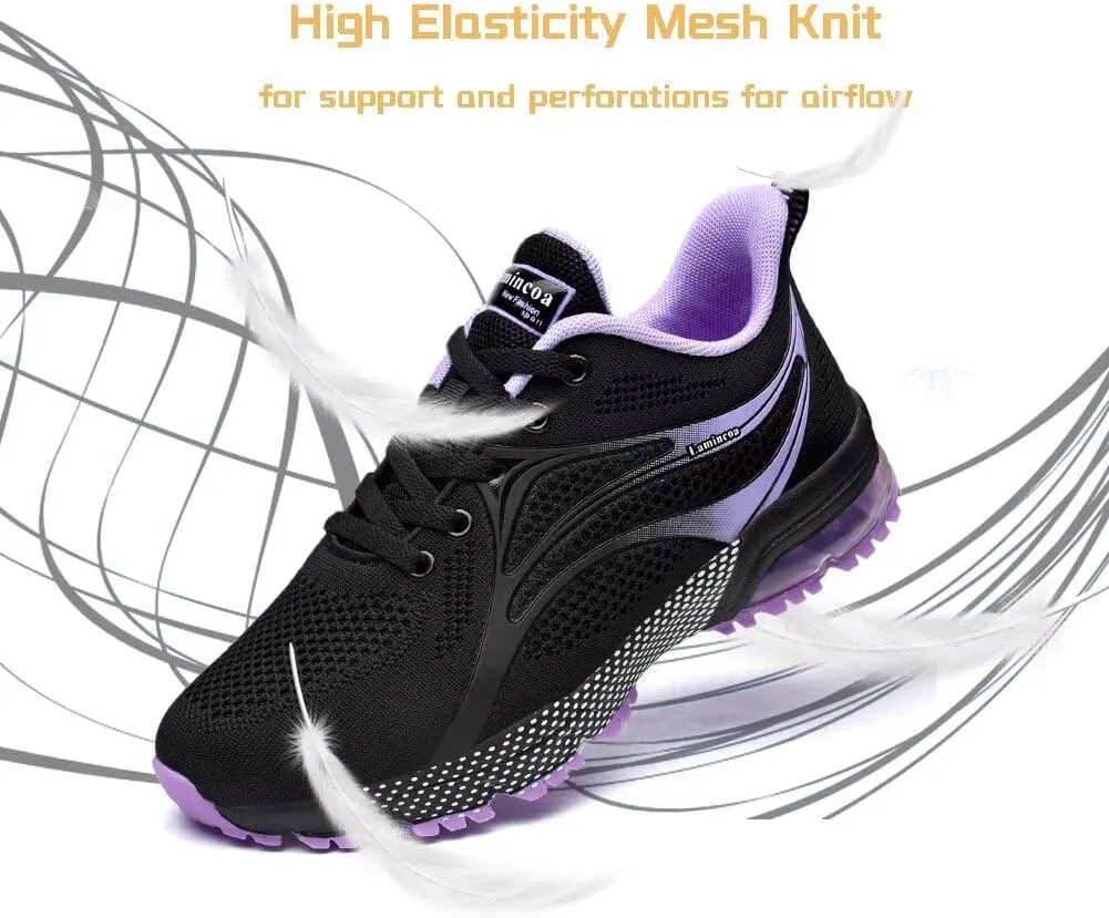 Womens Air Running Shoes Non Slip Tennis Walking Shoes Women Mesh Cushion Sneakers for Gym Workout Sports
