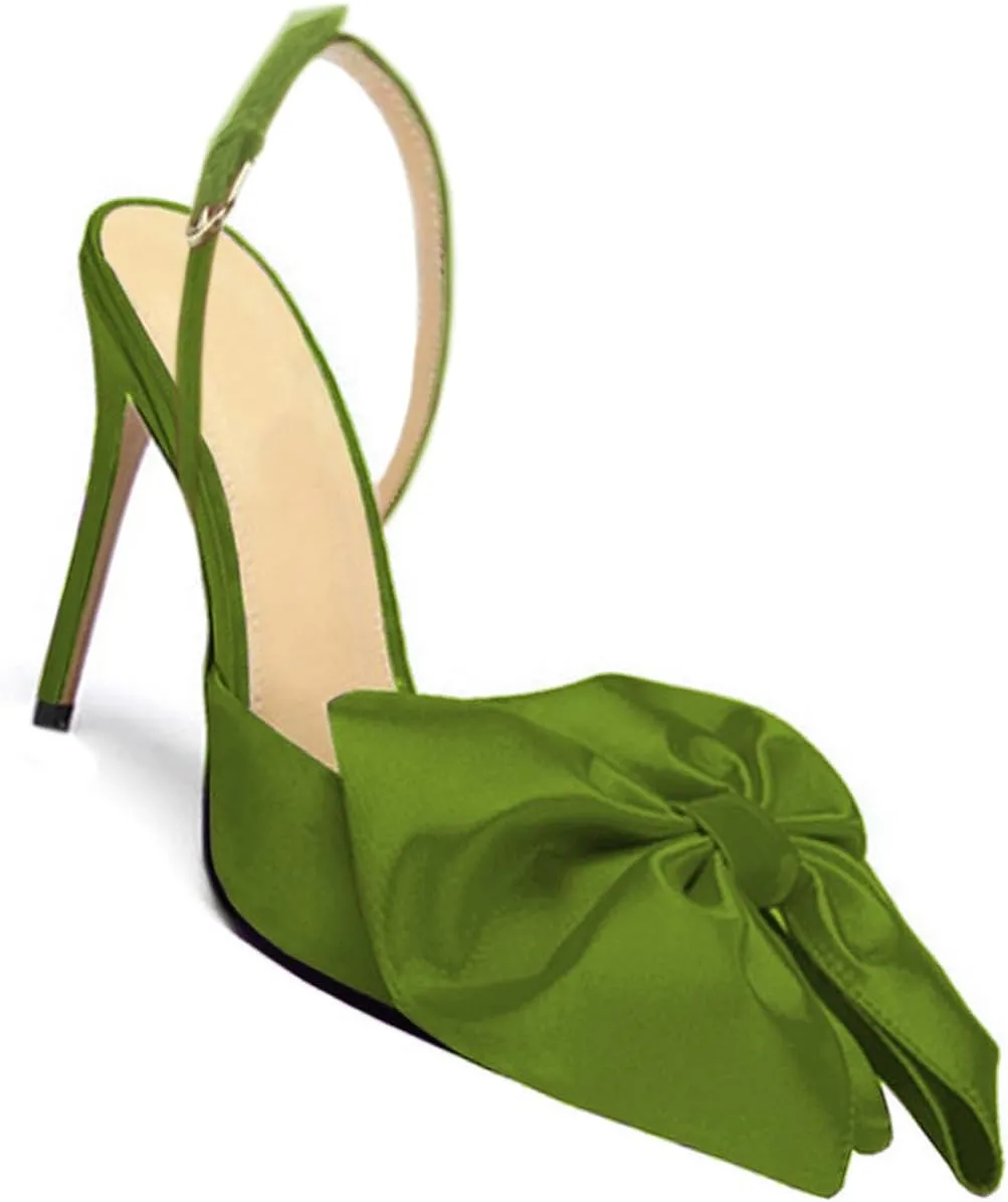 Women's Bow-Knot Pointed Toe High Heel Stiletto Pumps Dress Party Ladies Sandals Shoes