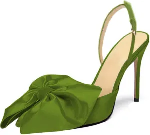 Women's Bow-Knot Pointed Toe High Heel Stiletto Pumps Dress Party Ladies Sandals Shoes