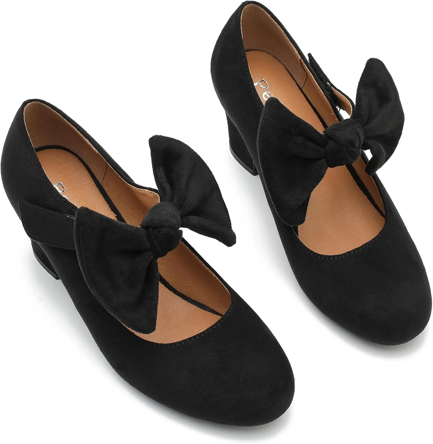 Women's Bow Mary Jane Chunky Heel Pumps Ankle Strap Round Toe Dress Wedding Party Shoes