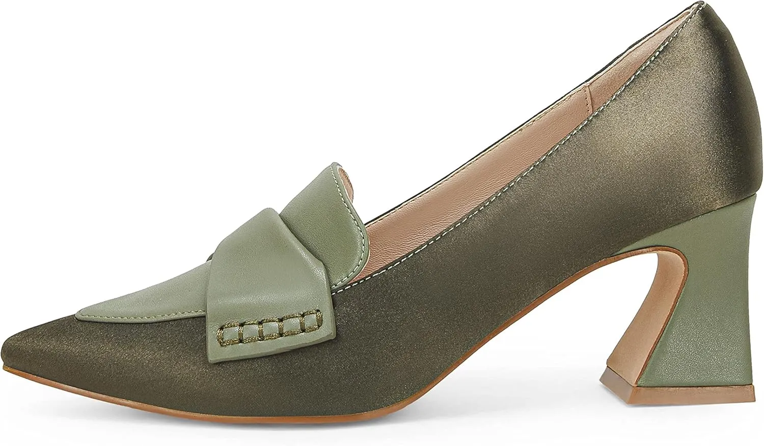 Women's Chunky Block Low Heels Pumps Stitching Retro Work Office Dress Shoes