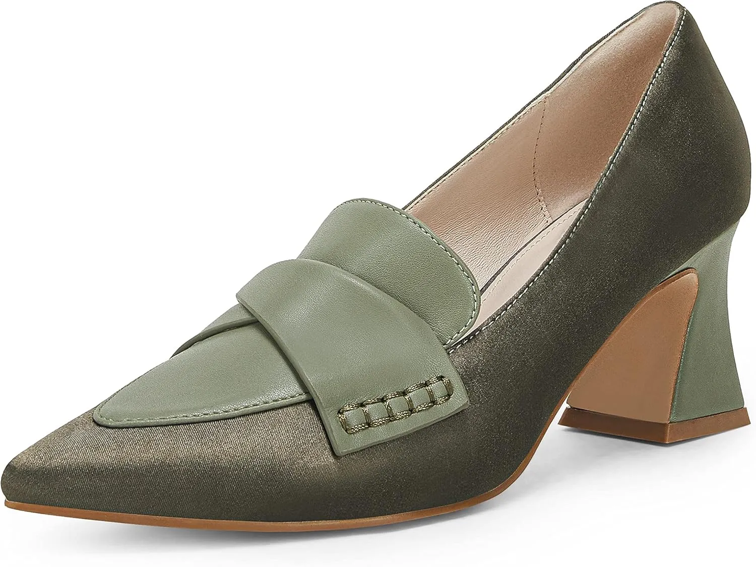 Women's Chunky Block Low Heels Pumps Stitching Retro Work Office Dress Shoes