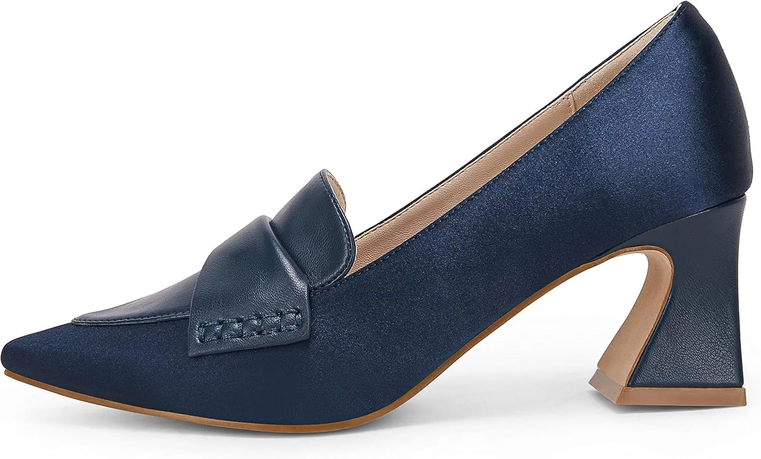 Women's Chunky Block Low Heels Pumps Stitching Retro Work Office Dress Shoes