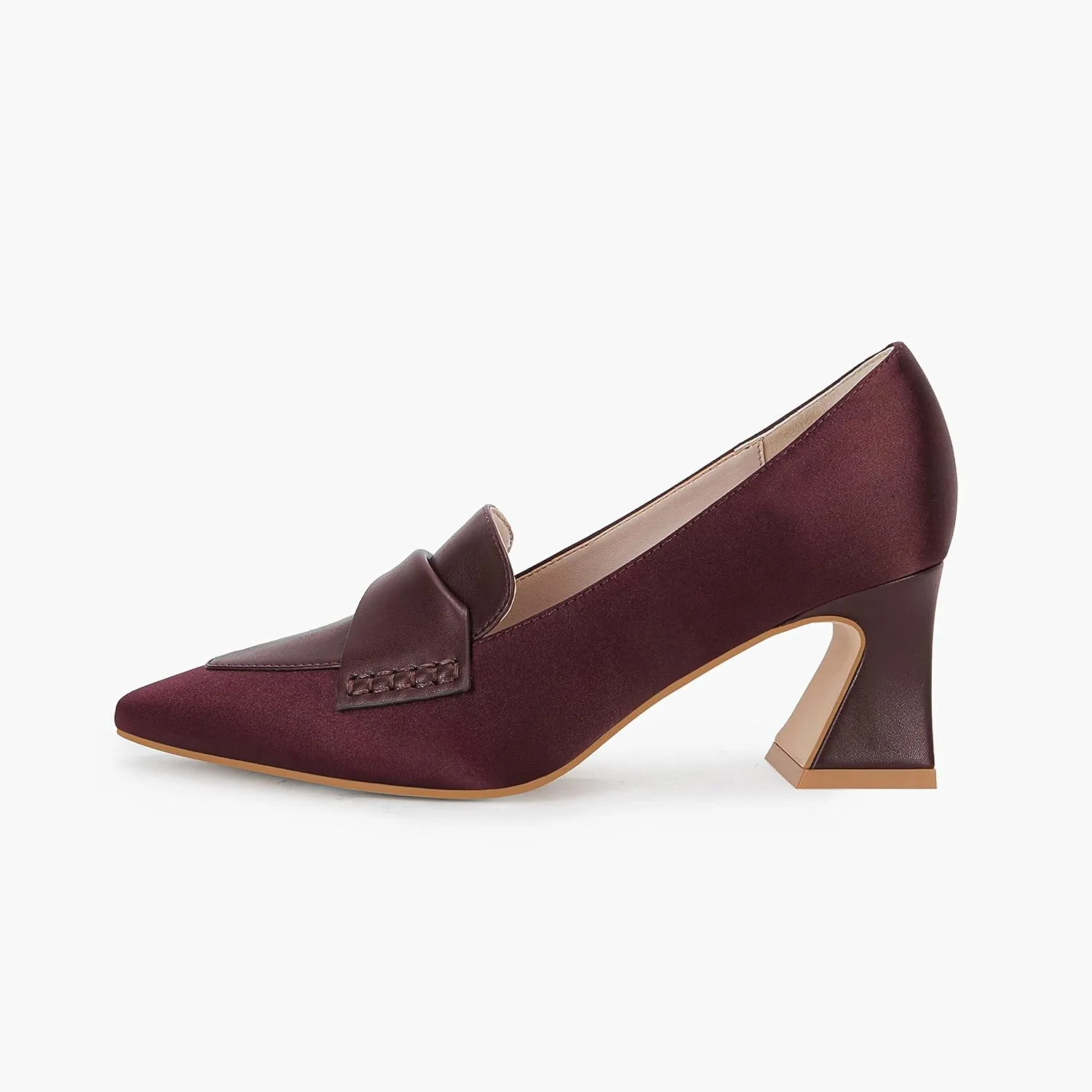 Women's Chunky Block Low Heels Pumps Stitching Retro Work Office Dress Shoes