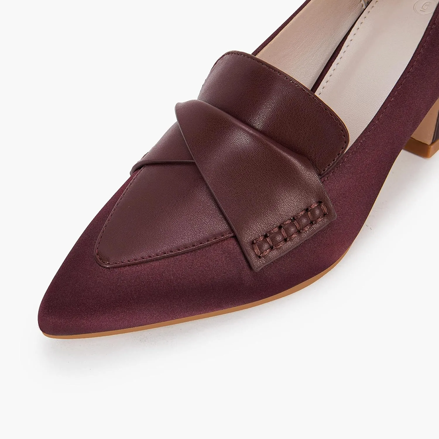 Women's Chunky Block Low Heels Pumps Stitching Retro Work Office Dress Shoes
