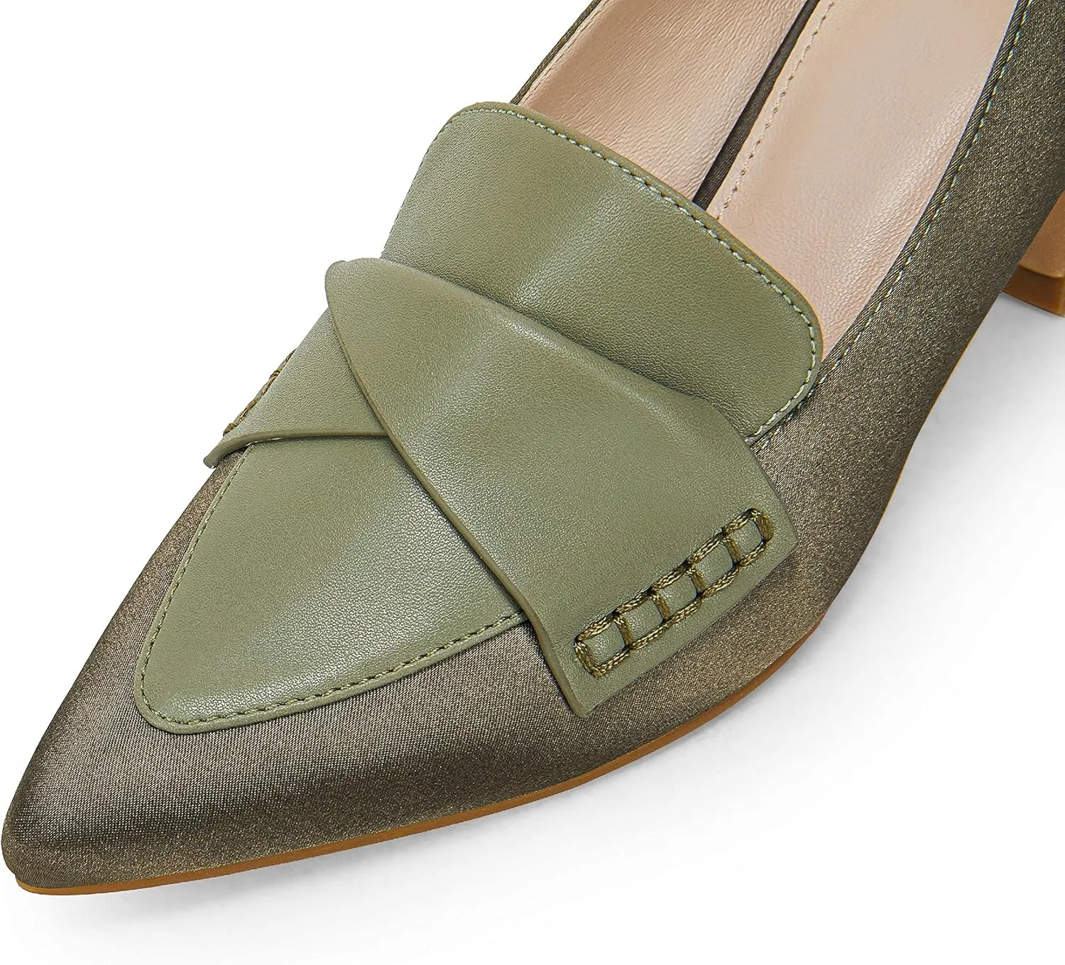 Women's Chunky Block Low Heels Pumps Stitching Retro Work Office Dress Shoes