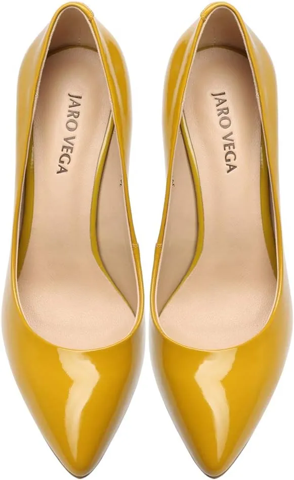 Women's Chunky Heel Closed Pointed Toe Patent Leather Dress Pumps Shoes