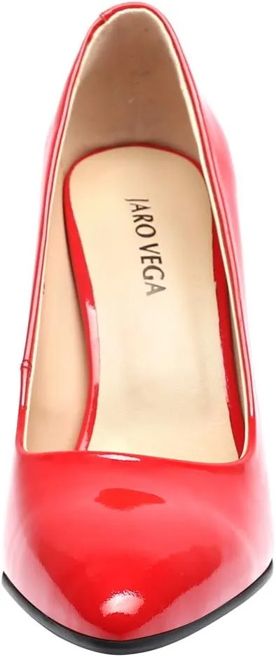 Women's Chunky Heel Closed Pointed Toe Patent Leather Dress Pumps Shoes