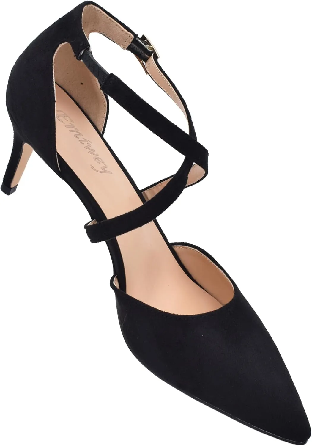 Women's Classic Cross Strap Pointed Toe Low Heel Pumps Dress Party Office Shoes