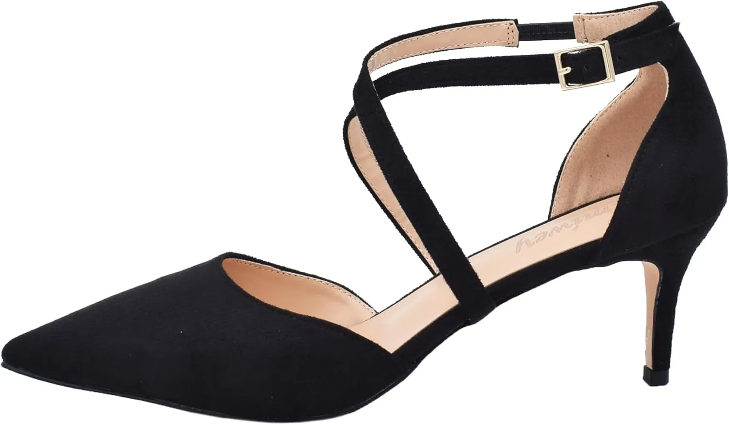 Women's Classic Cross Strap Pointed Toe Low Heel Pumps Dress Party Office Shoes