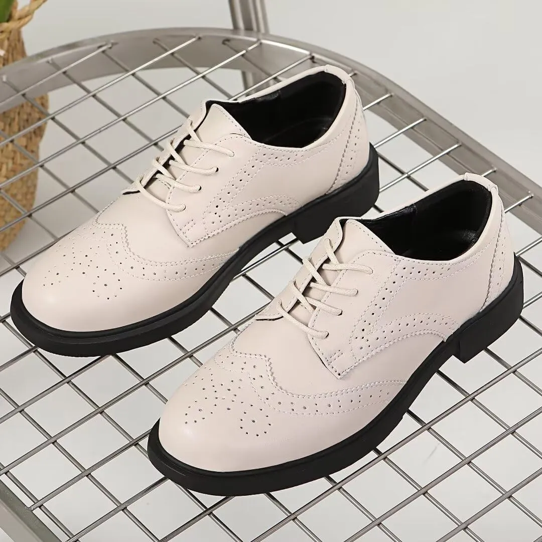 Women's Classic Oxfords Lace Up Business Formal Wingtip Brogue Dress Shoes