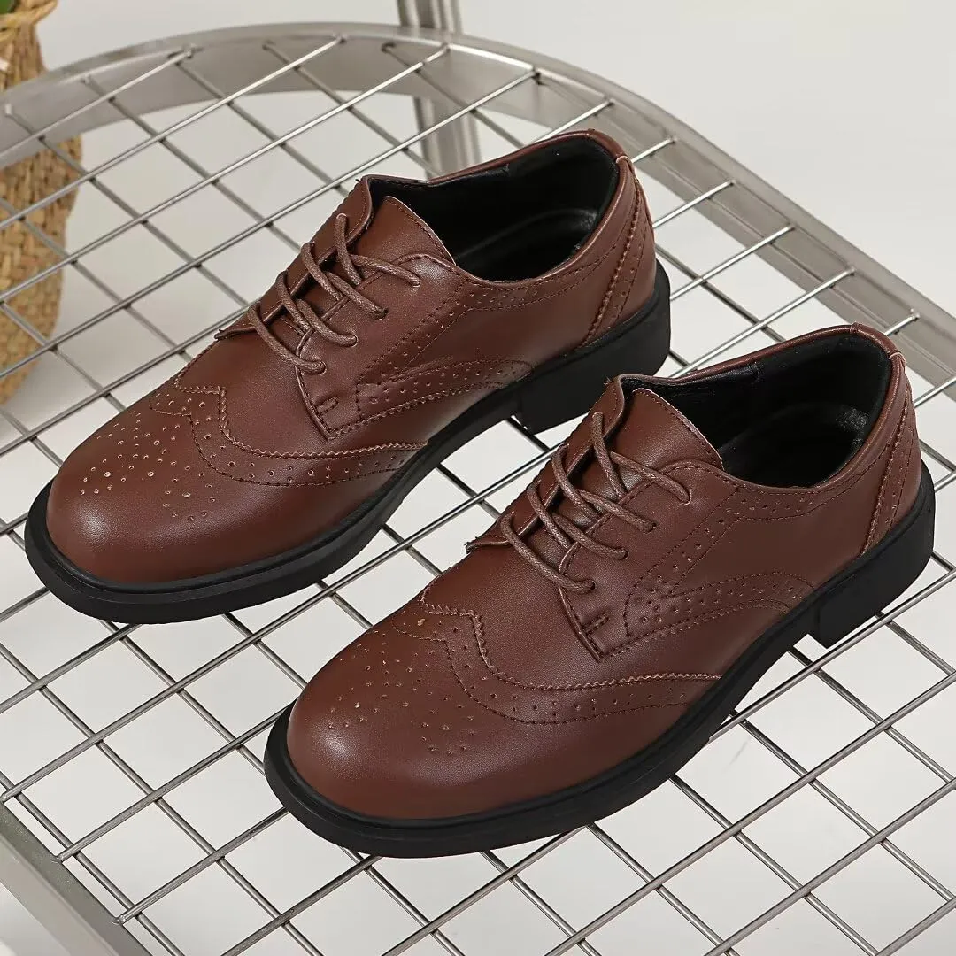 Women's Classic Oxfords Lace Up Business Formal Wingtip Brogue Dress Shoes