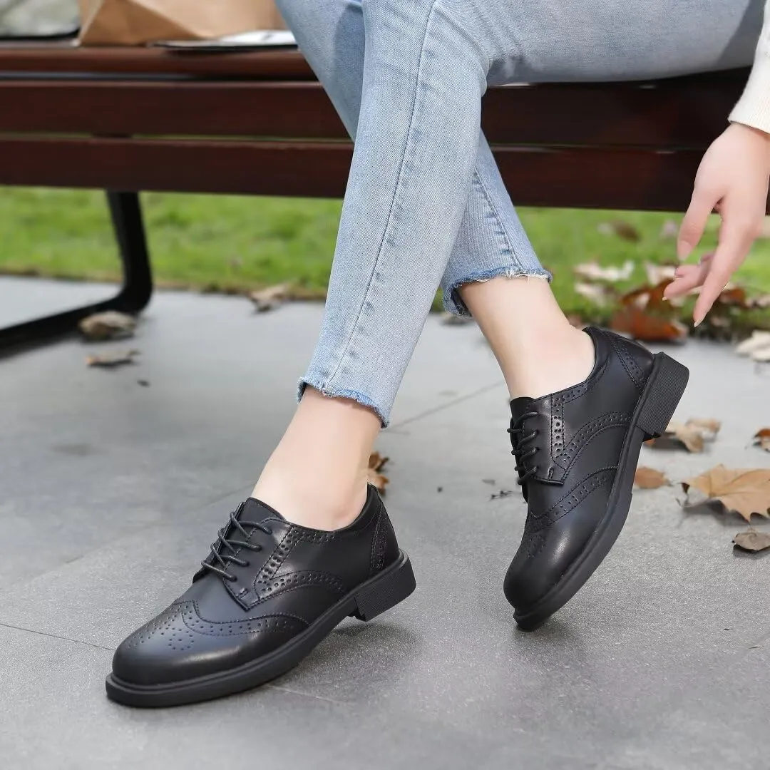 Women's Classic Oxfords Lace Up Business Formal Wingtip Brogue Dress Shoes