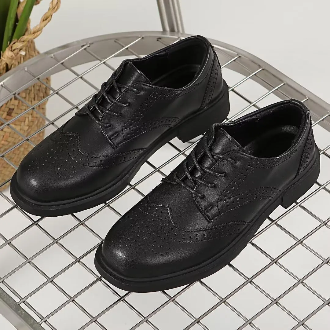 Women's Classic Oxfords Lace Up Business Formal Wingtip Brogue Dress Shoes
