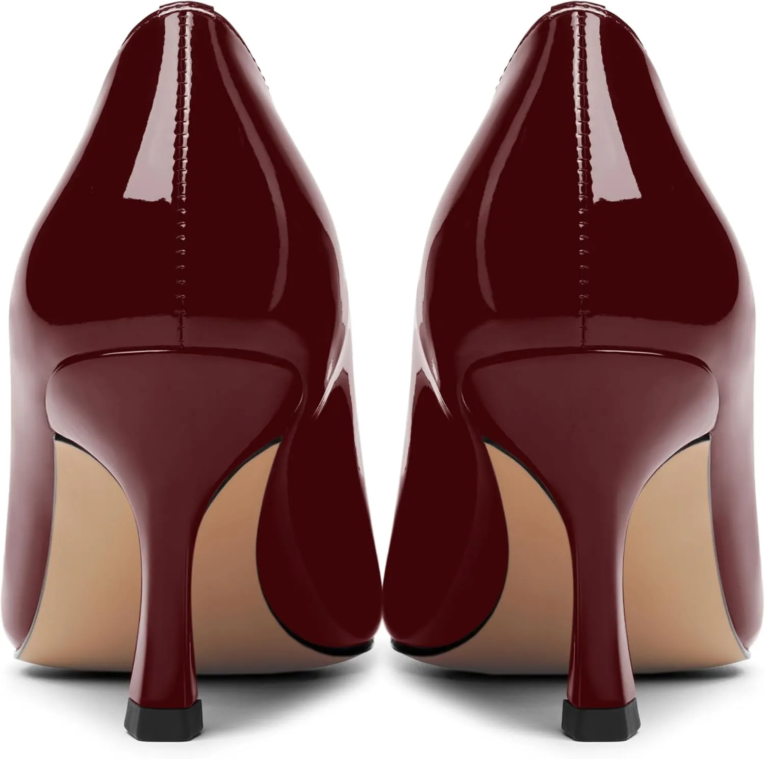 Womens Dress Pointed Toe Wedding Patent Slip On Spool High Heel Pumps Shoes 3 Inch