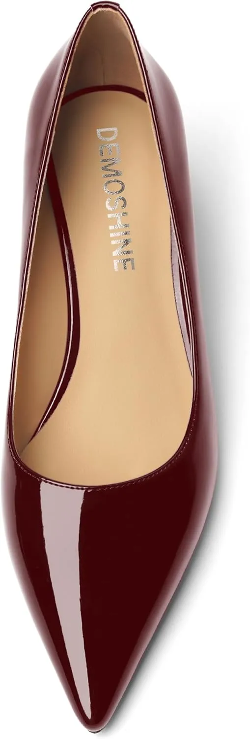 Womens Dress Pointed Toe Wedding Patent Slip On Spool High Heel Pumps Shoes 3 Inch