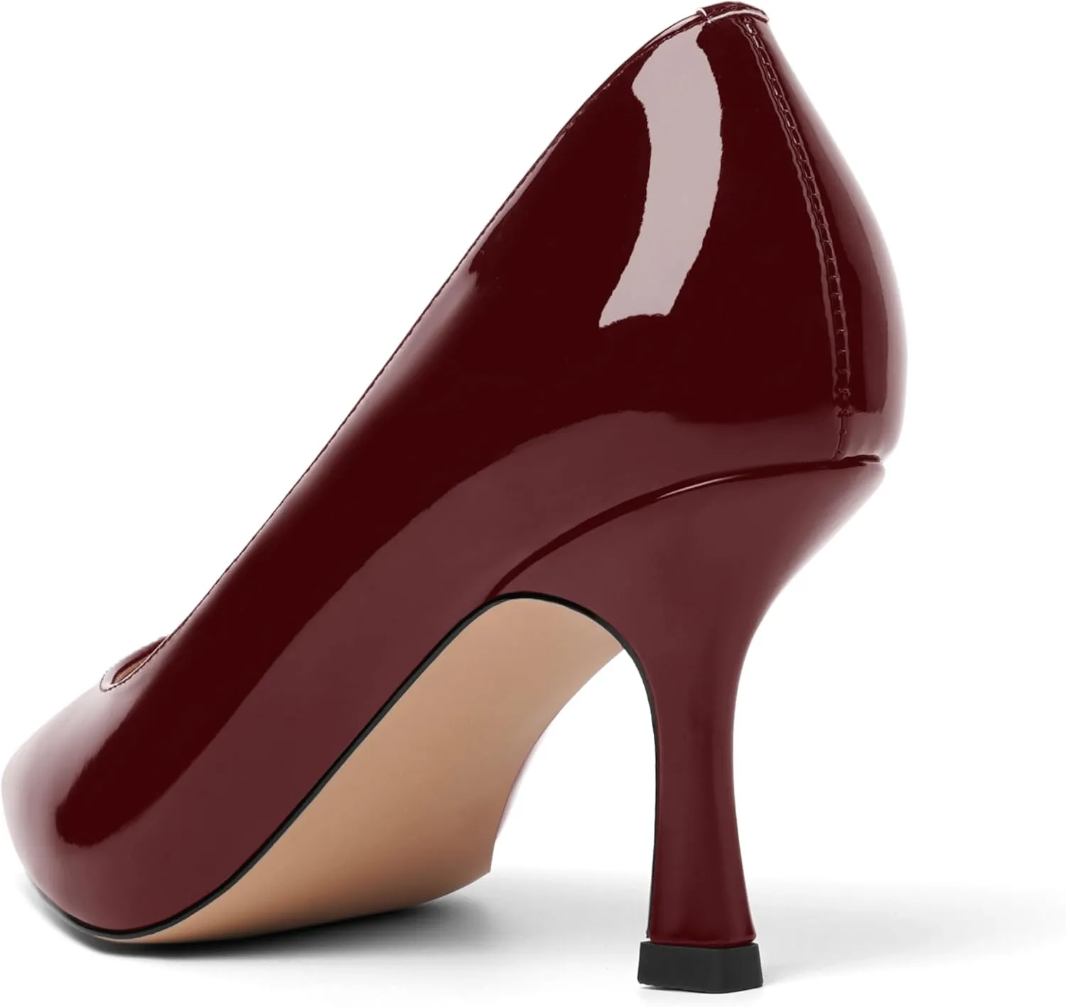 Womens Dress Pointed Toe Wedding Patent Slip On Spool High Heel Pumps Shoes 3 Inch