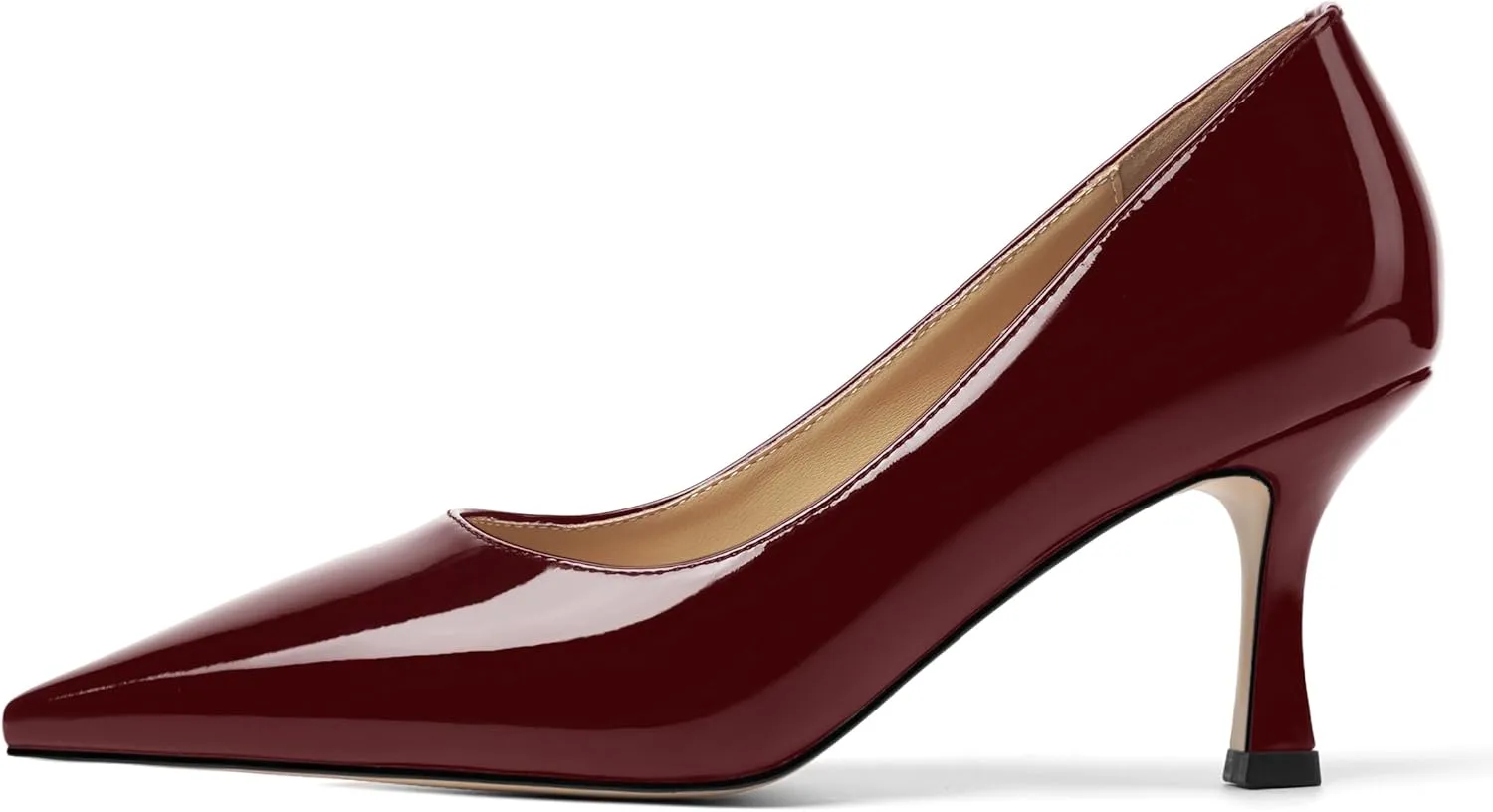 Womens Dress Pointed Toe Wedding Patent Slip On Spool High Heel Pumps Shoes 3 Inch