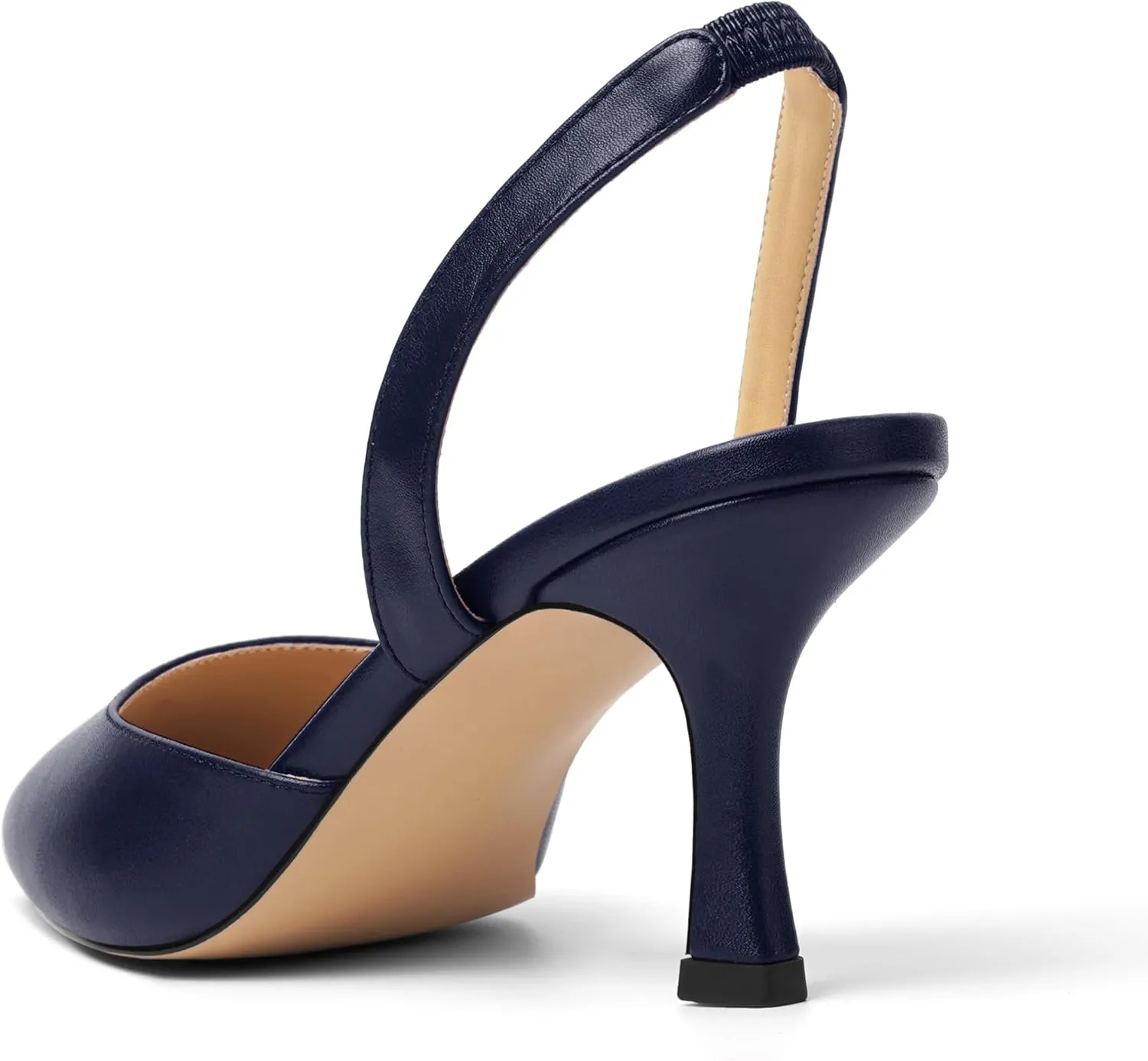 Womens Fashion Slip On Matte Slingback Pointed Toe Dating Spool High Heel Pumps Shoes 3 Inch