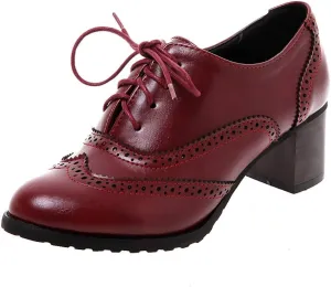 Womens High Heel Pumps Lace Up Oxfords Brogues Shoes