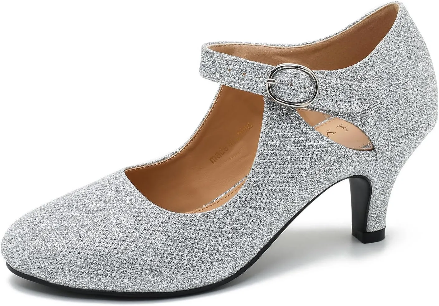 Women's Low Kitten Heels Mary Janes Pumps Cutout Round Toe Retro Vintage Hollow Out Ankle Strap Dress Shoes
