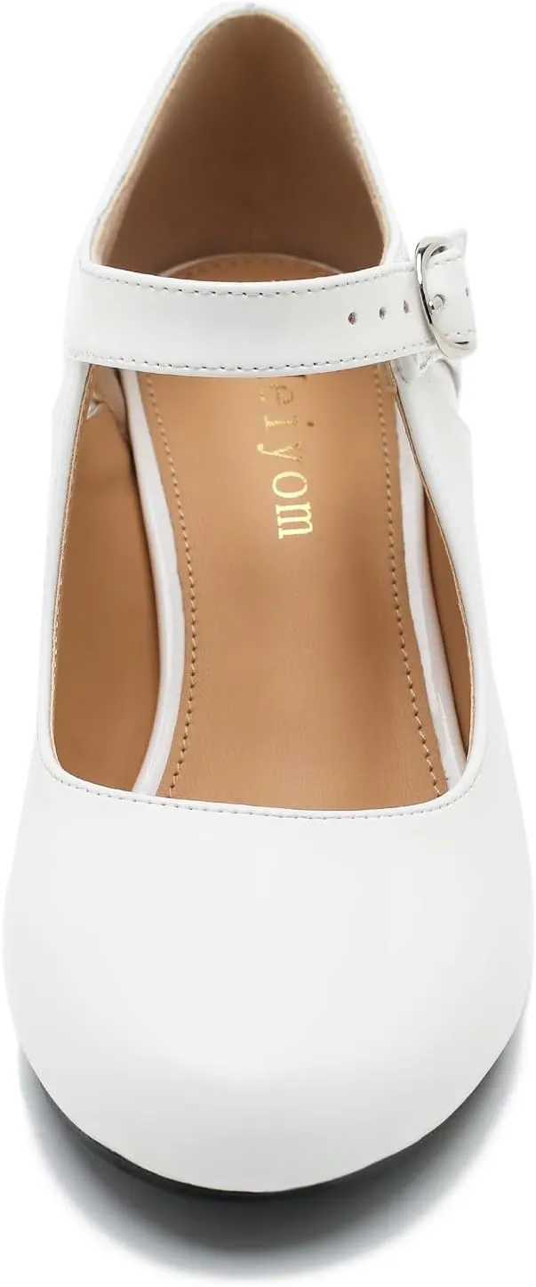 Women's Low Kitten Heels Mary Janes Pumps Cutout Round Toe Retro Vintage Hollow Out Ankle Strap Dress Shoes