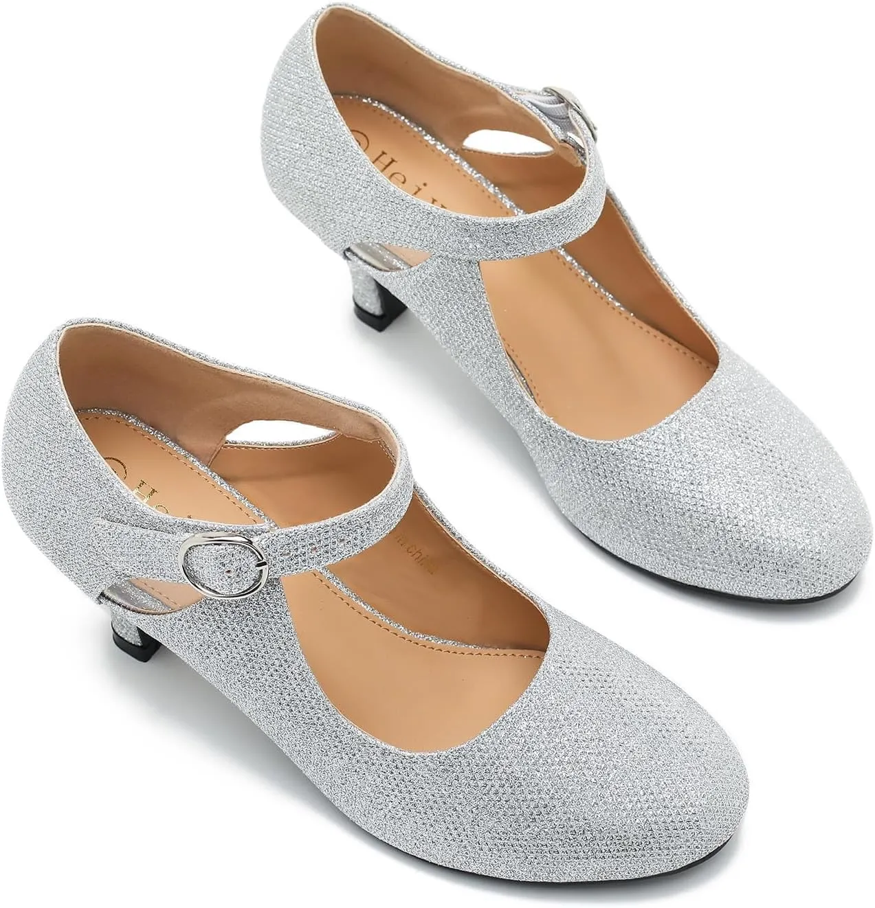Women's Low Kitten Heels Mary Janes Pumps Cutout Round Toe Retro Vintage Hollow Out Ankle Strap Dress Shoes