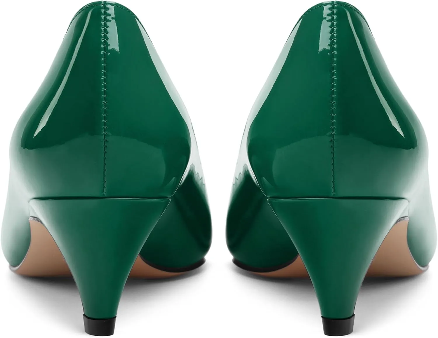 Womens Low Kitten Heels Pumps Pointed Toe Slip On Patent Leather Dressy Shoes 2 Inch