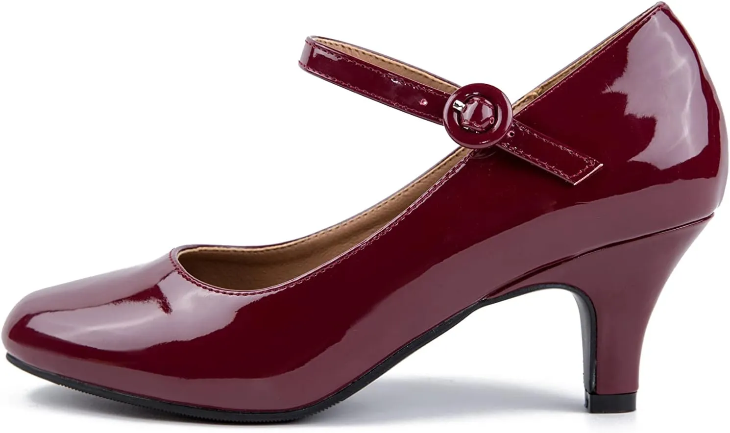 Women's Mary Jane Shoes Kitten Heel Closed Round Toe Low Heels Ankle Strap Office Work Church Wedding Pumps
