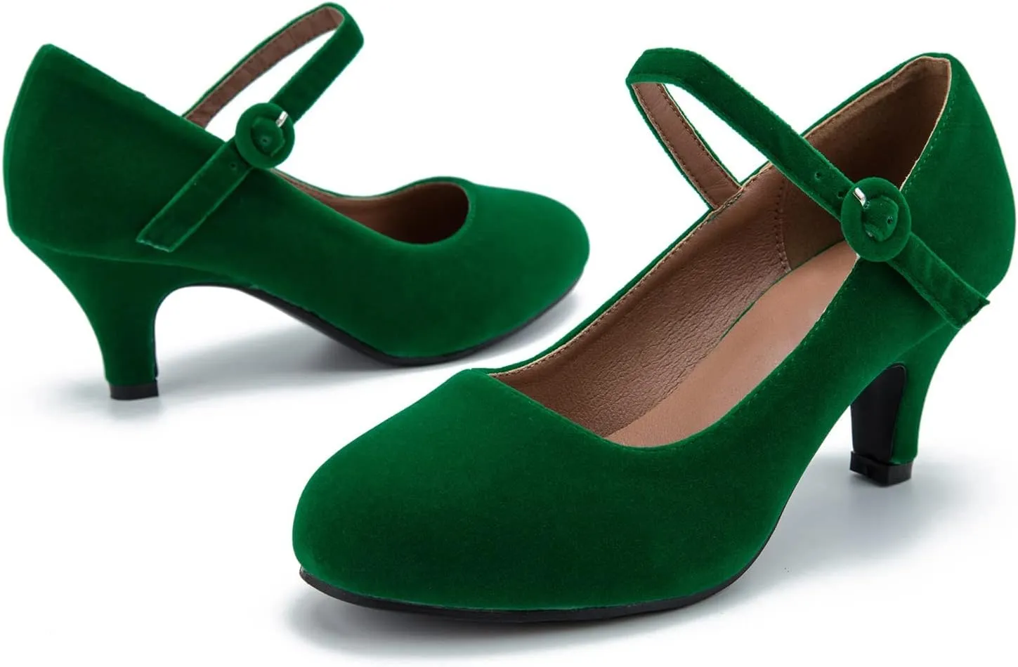 Women's Mary Jane Shoes Kitten Heel Closed Round Toe Low Heels Ankle Strap Office Work Church Wedding Pumps