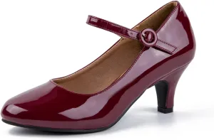 Women's Mary Jane Shoes Kitten Heel Closed Round Toe Low Heels Ankle Strap Office Work Church Wedding Pumps