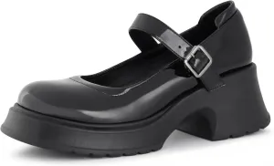 Women's Mary Janes Platform Chunky Block Heels Work Wedding Shoes Ankle Strap Gothic Lolita Oxfords Classic Comfortable Uniform Dress Shoes