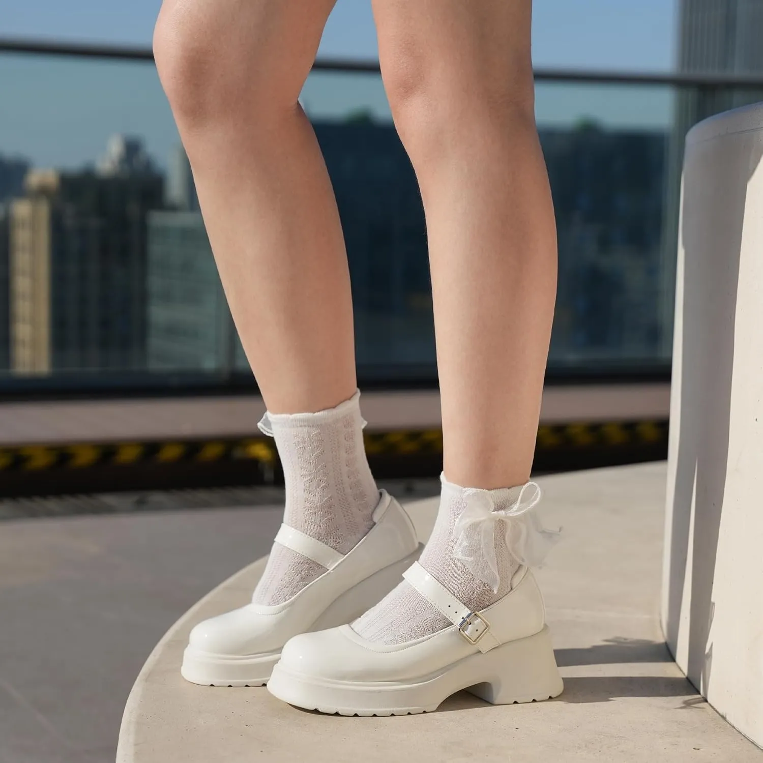 Women's Mary Janes Platform Chunky Block Heels Work Wedding Shoes Ankle Strap Gothic Lolita Oxfords Classic Comfortable Uniform Dress Shoes