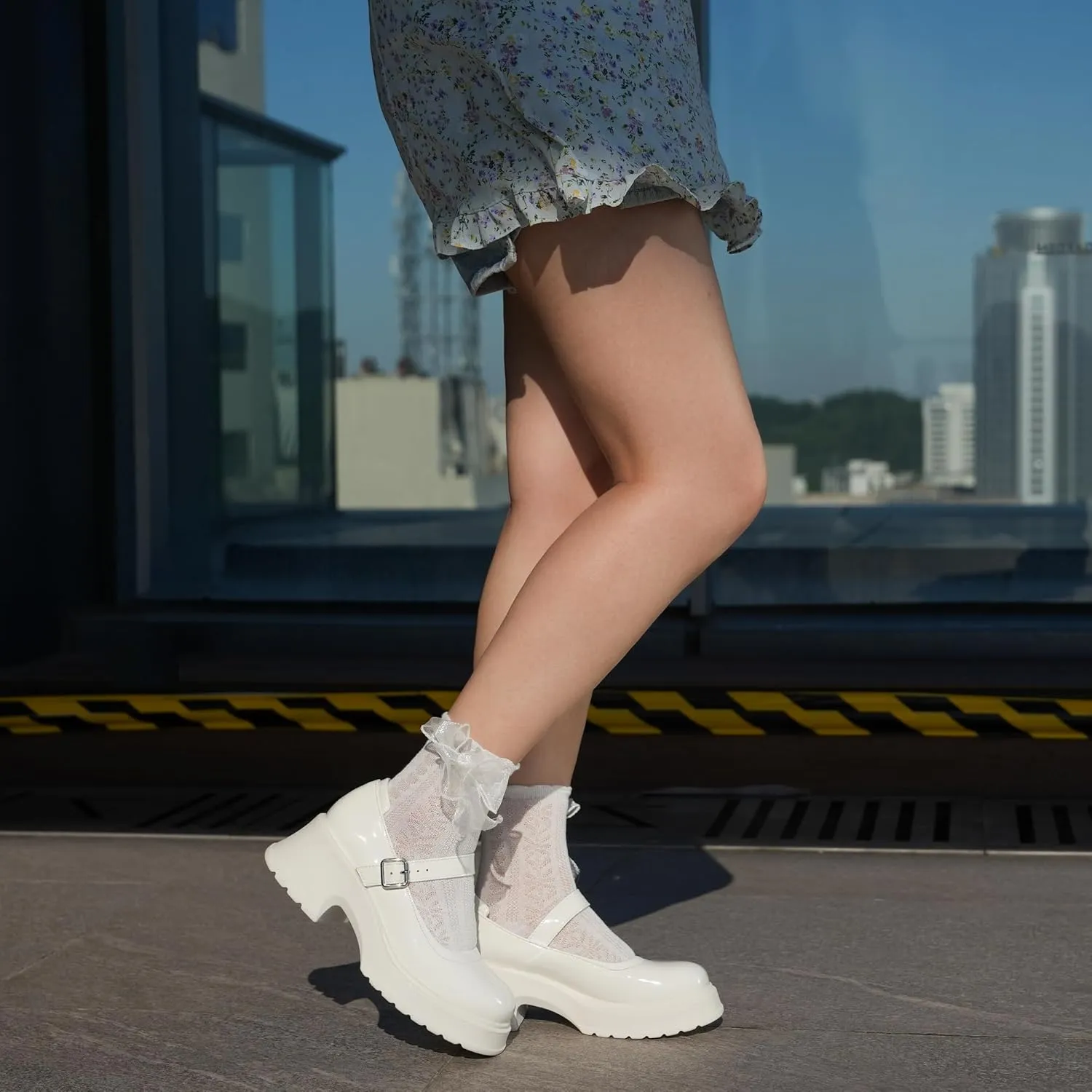 Women's Mary Janes Platform Chunky Block Heels Work Wedding Shoes Ankle Strap Gothic Lolita Oxfords Classic Comfortable Uniform Dress Shoes