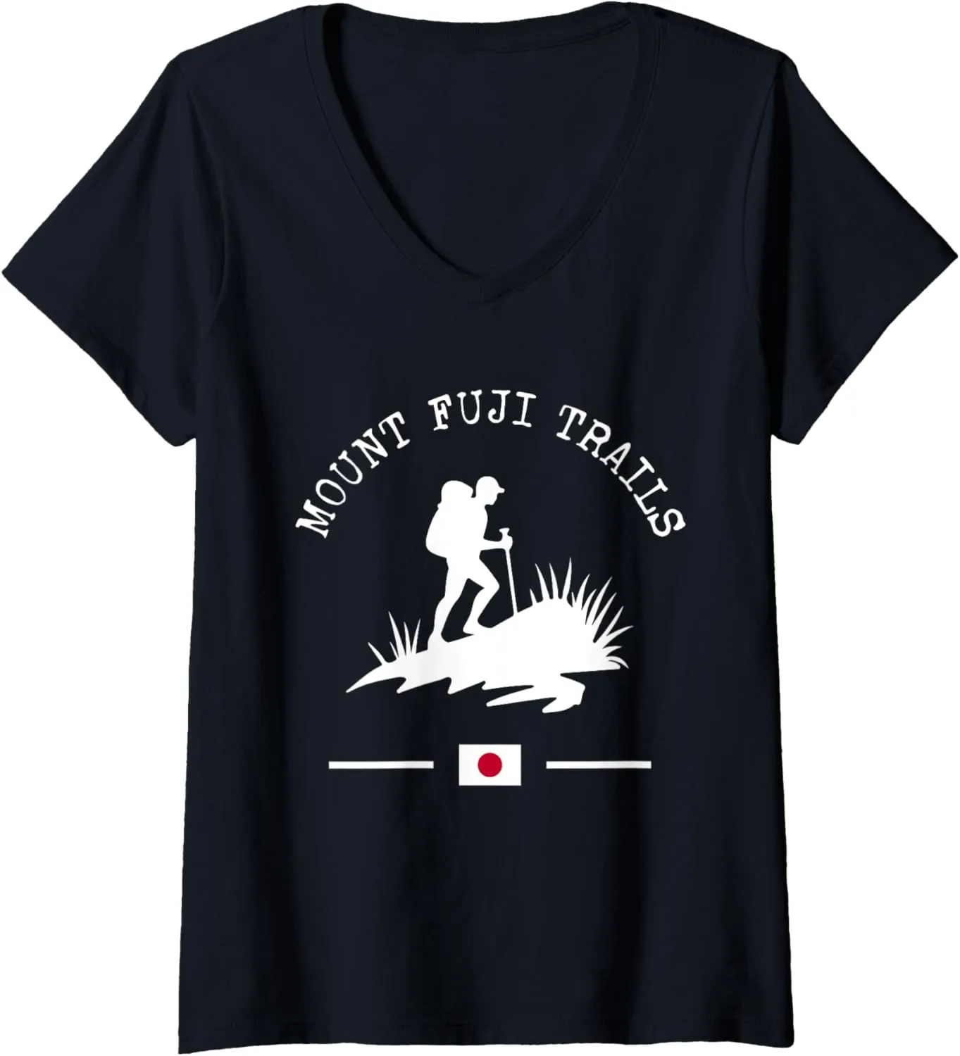 Womens Mount Fuji Trails Hiker Japanese Volcano Trekking Japan V-Neck T-Shirt