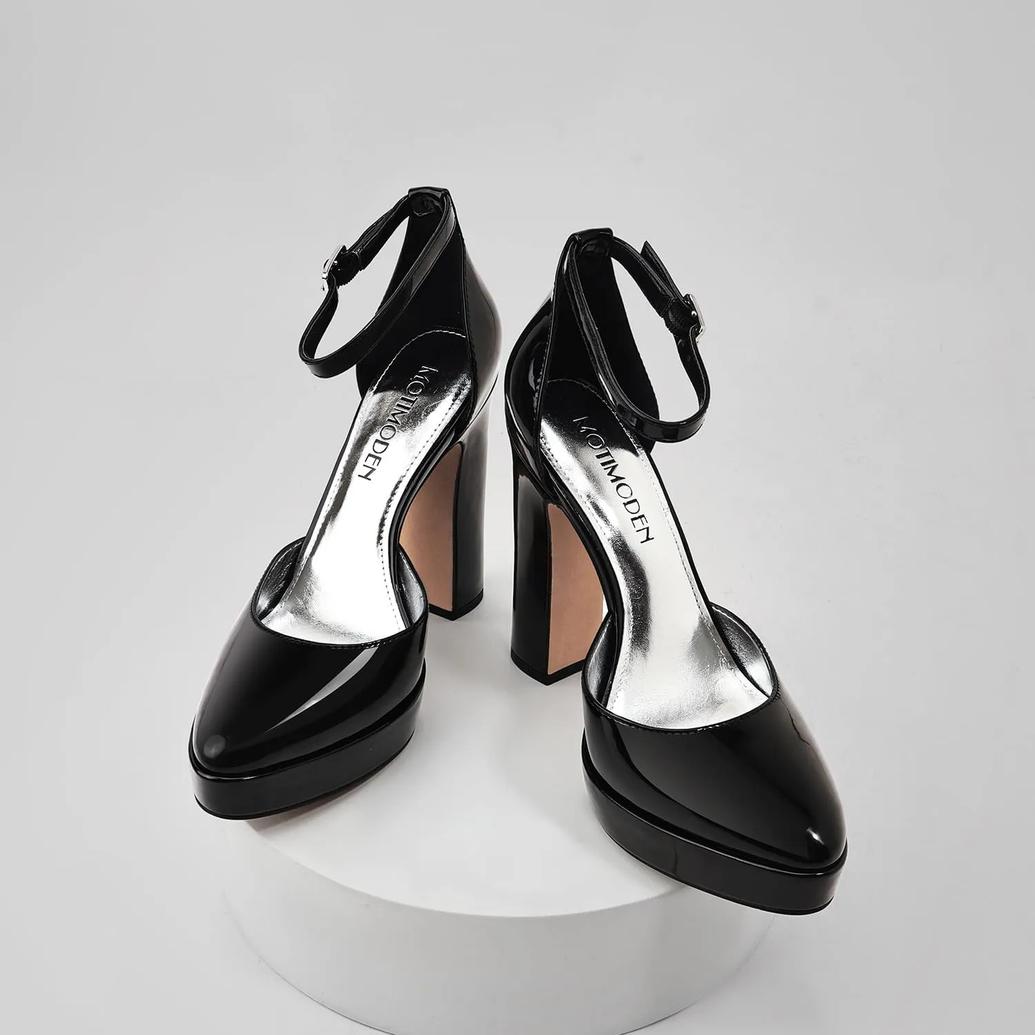 Women's Platform High Heels for Women Chunky Closed Toe Sandals Ankle Strap Buckle Block Heels Round Pointed Toe Wedding Party Comfortable Pumps Dress Shoes for Women