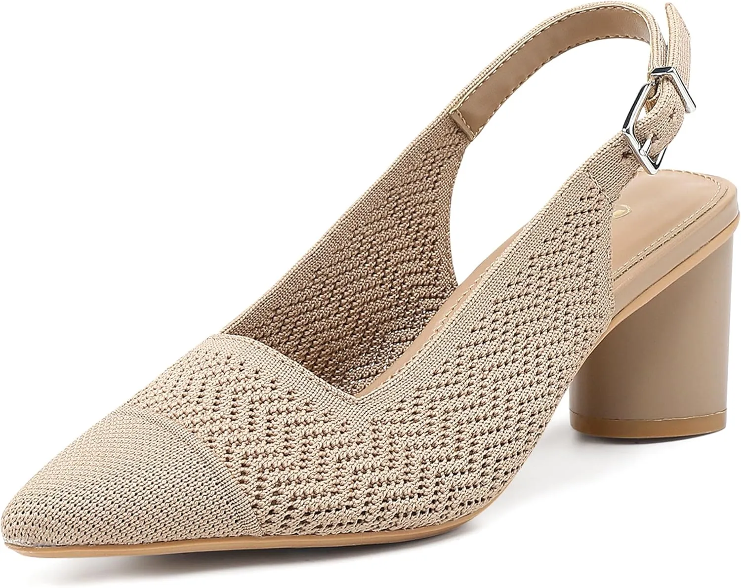Women's Pointed Toe Chunky Block Heel Slingback Pumps