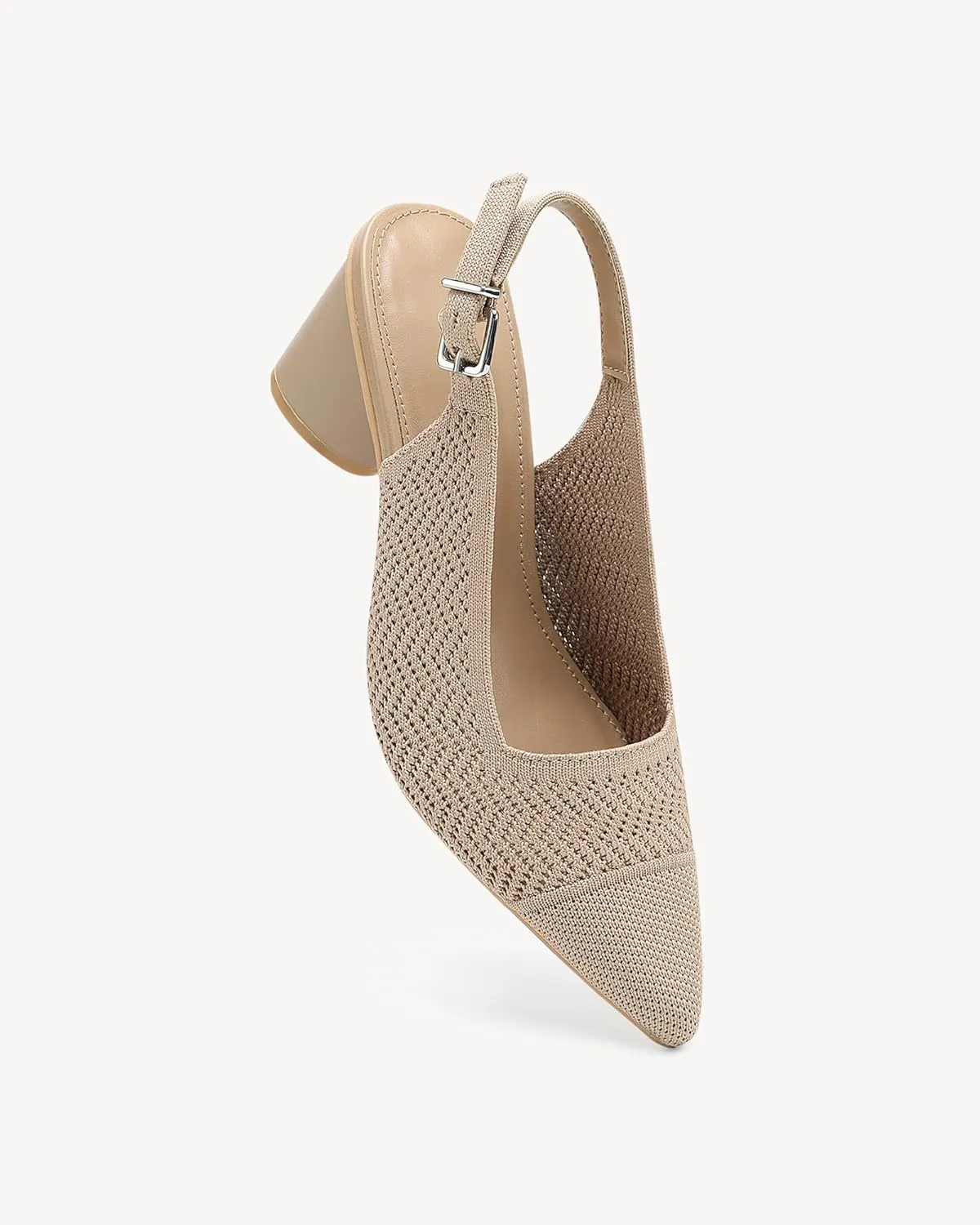 Women's Pointed Toe Chunky Block Heel Slingback Pumps