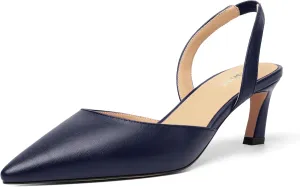 Womens Pointed Toe Slip On Dress Slingback Evening Matte Kitten Low Heel Pumps Shoes 2.2 Inch