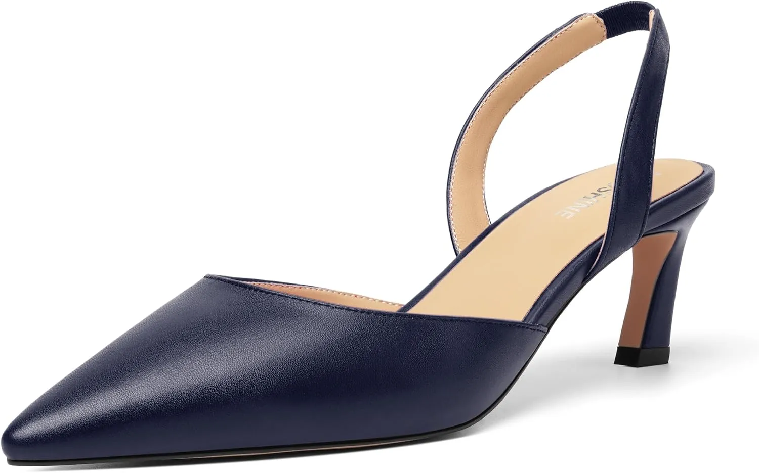 Womens Pointed Toe Slip On Dress Slingback Evening Matte Kitten Low Heel Pumps Shoes 2.2 Inch