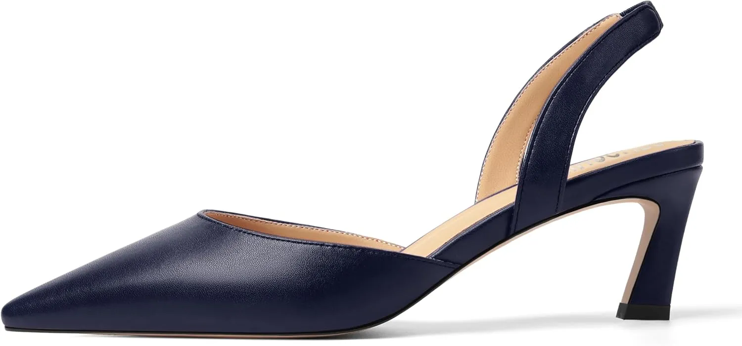 Womens Pointed Toe Slip On Dress Slingback Evening Matte Kitten Low Heel Pumps Shoes 2.2 Inch