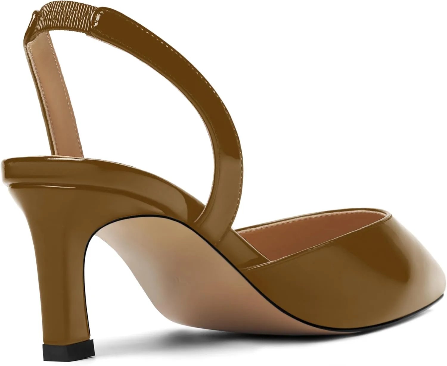 Womens Pointed Toe Slip On Patent Slingback Dating Fashion Spool Low Heel Pumps Shoes 2.2 Inch