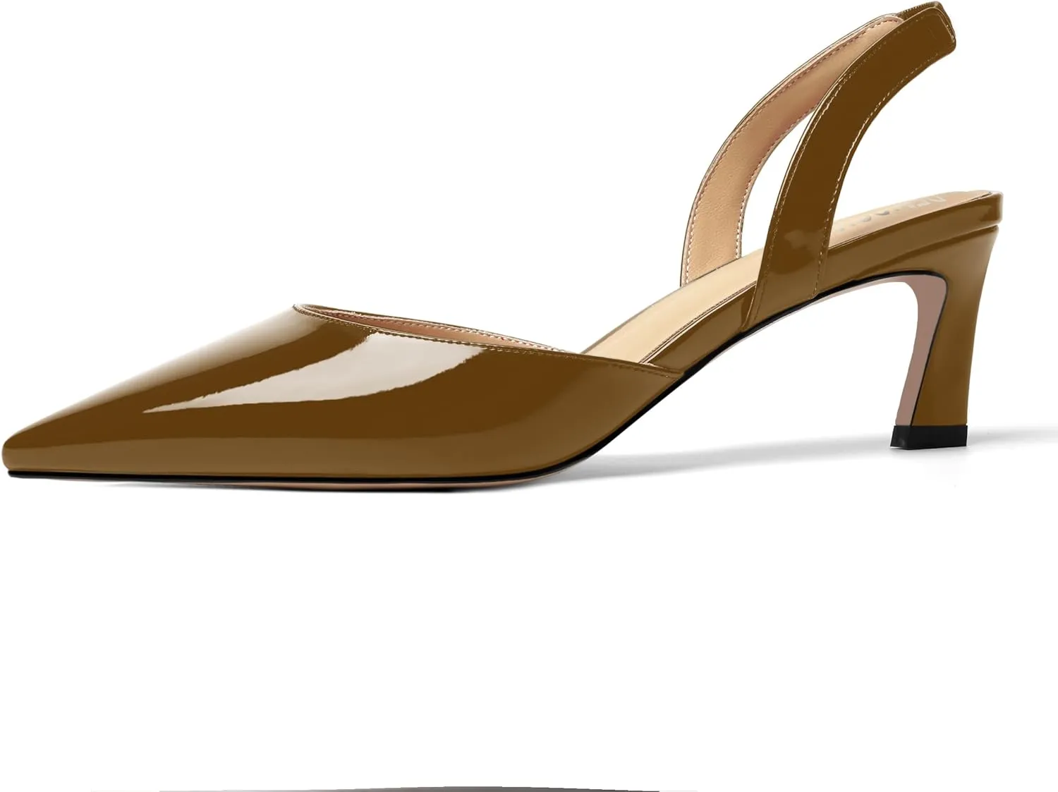 Womens Pointed Toe Slip On Patent Slingback Dating Fashion Spool Low Heel Pumps Shoes 2.2 Inch