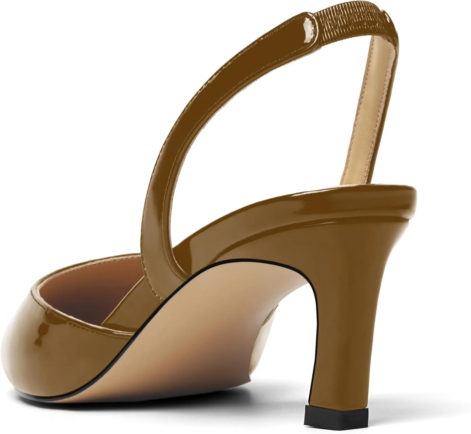 Womens Pointed Toe Slip On Patent Slingback Dating Fashion Spool Low Heel Pumps Shoes 2.2 Inch