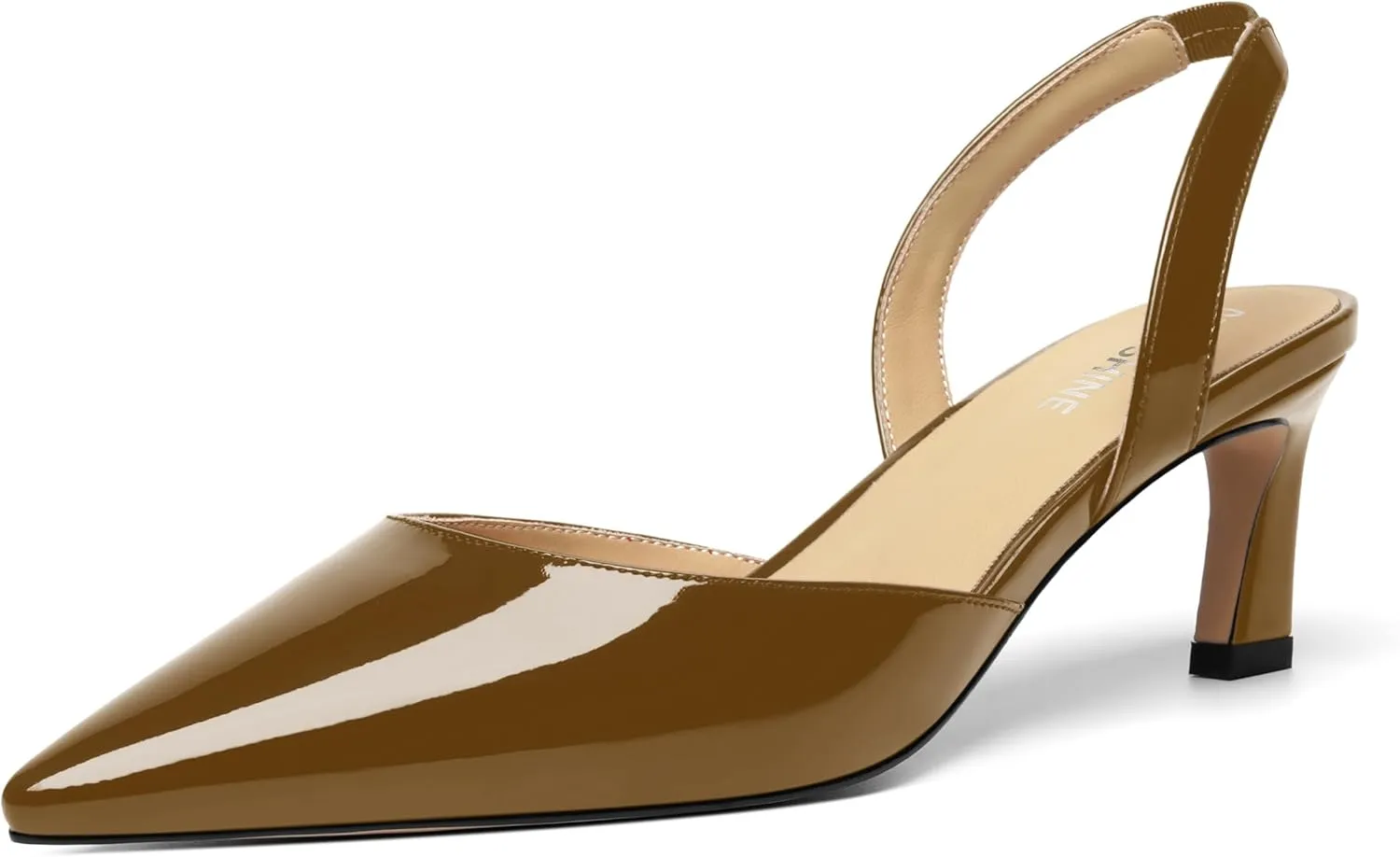 Womens Pointed Toe Slip On Patent Slingback Dating Fashion Spool Low Heel Pumps Shoes 2.2 Inch