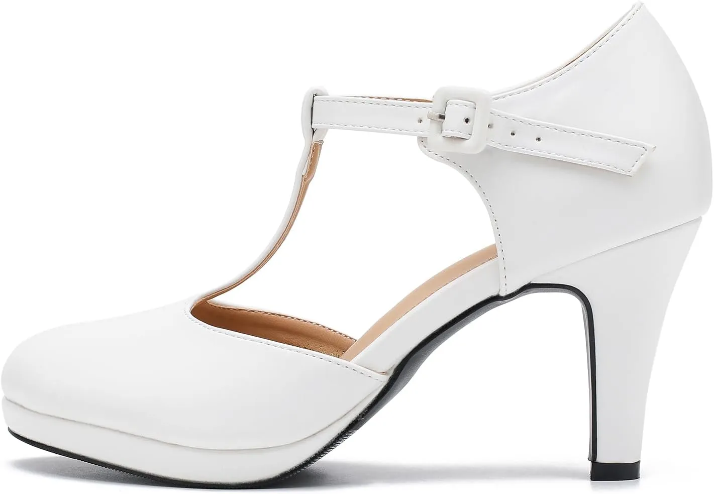 Women's Pumps Close Toe Kitten Heels Retro T Strap Mary Jane Comfortable Office Work Dress Shoes