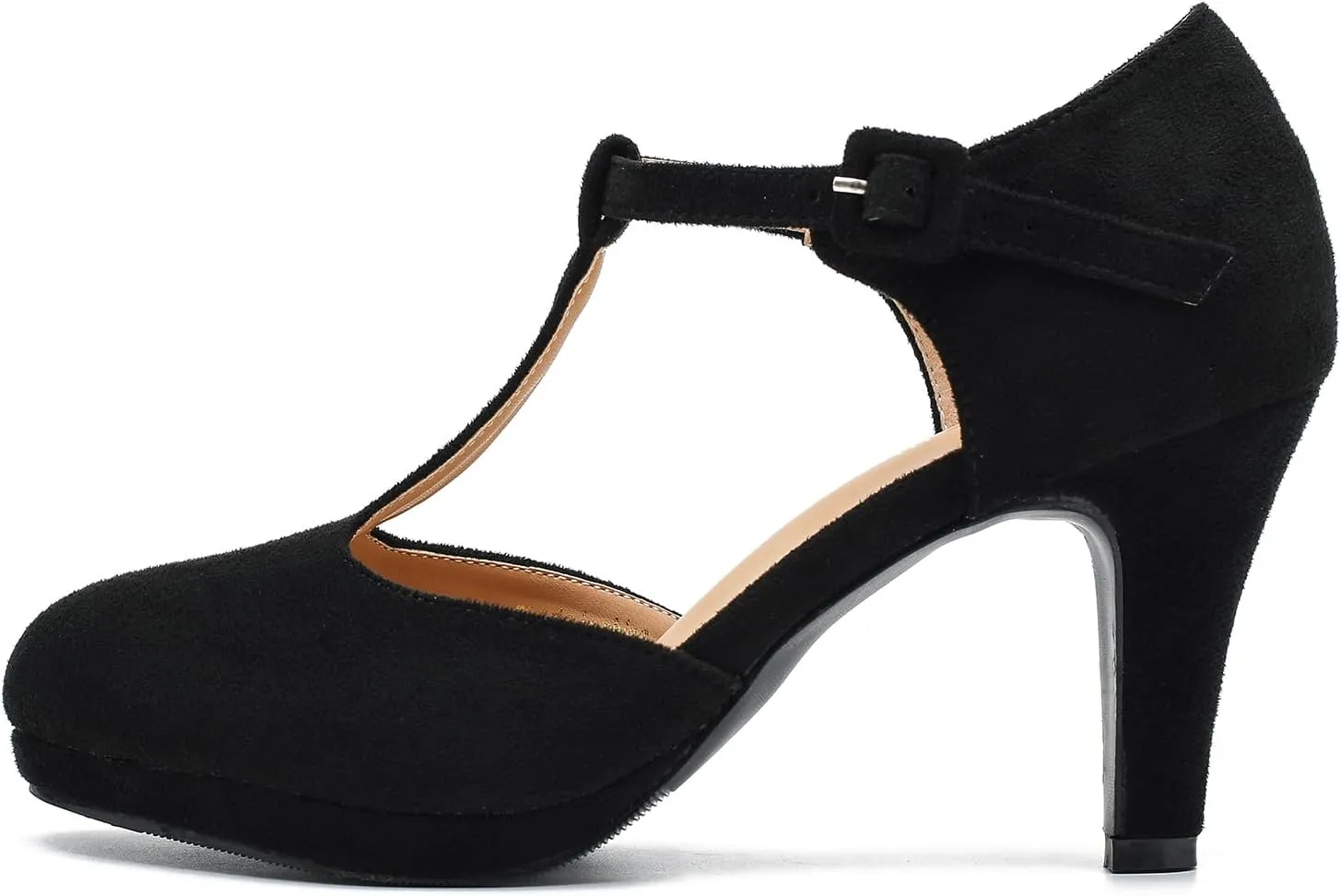 Women's Pumps Close Toe Kitten Heels Retro T Strap Mary Jane Comfortable Office Work Dress Shoes