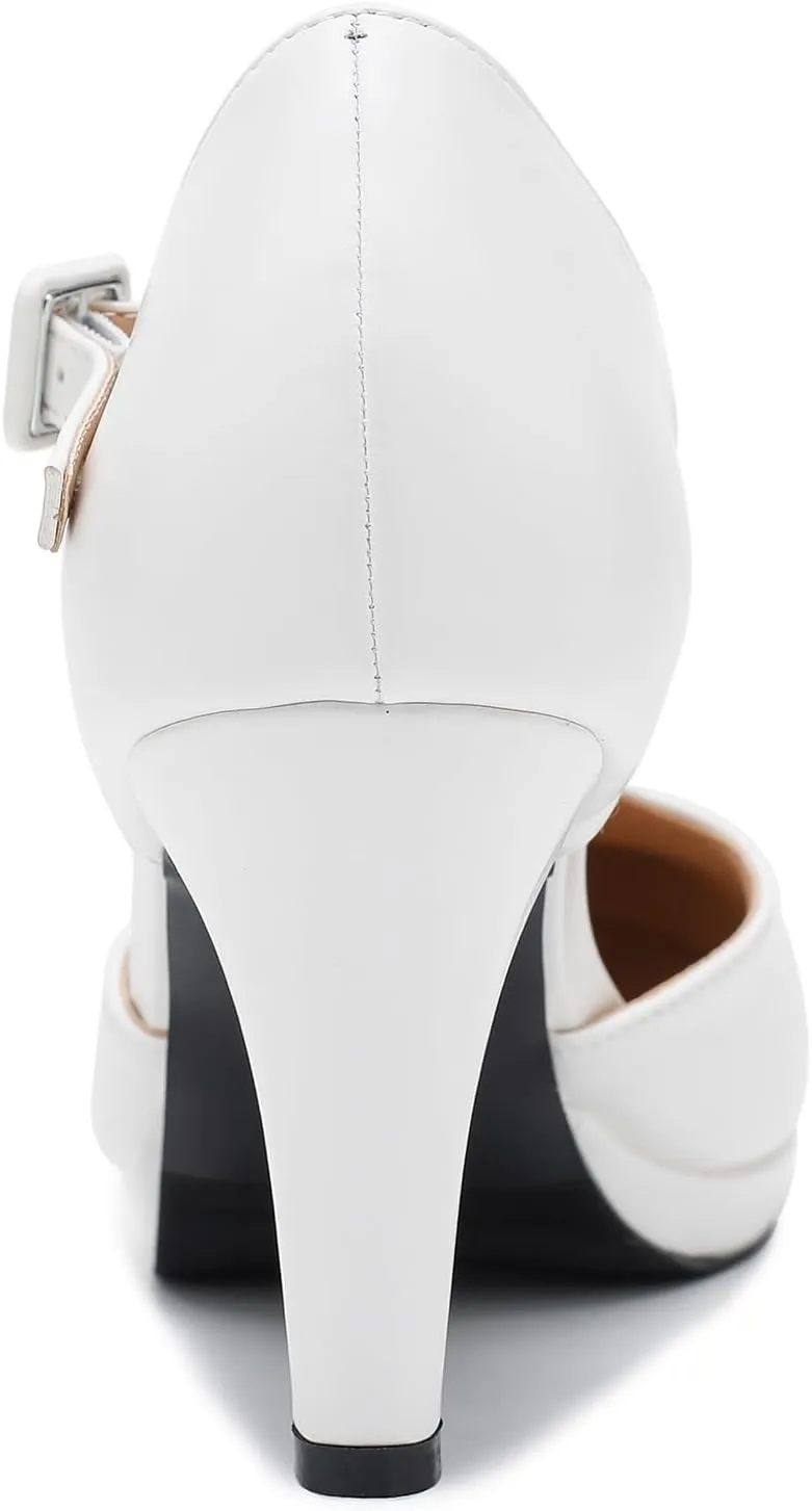 Women's Pumps Close Toe Kitten Heels Retro T Strap Mary Jane Comfortable Office Work Dress Shoes